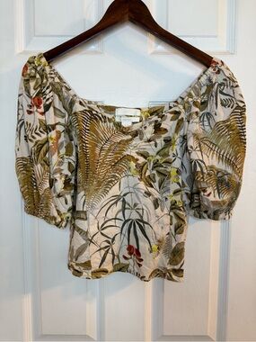 H&M Tropical Puff Sleeve Blouse